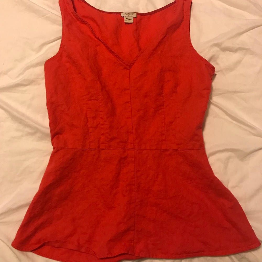 J Crew Coral Peplum Top